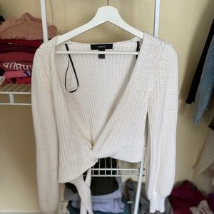 White wrap sweater